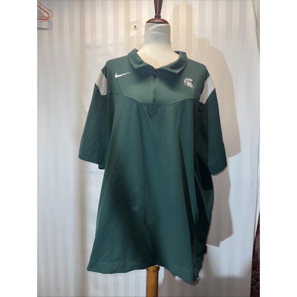 Nike On-Field Engineered Michigan State Spartans Green 1/4 Zip Pullover 2X Used